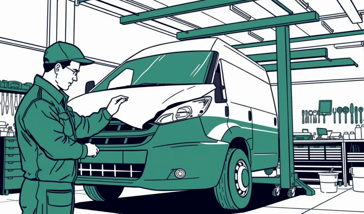 Prevážané stavebné náradie a elektrocentrála upevnené v nákladovom priestore úžitkového vozidla