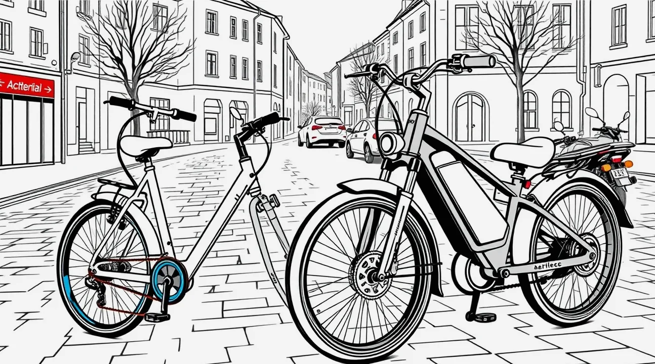 Detailný pohľad na riadidlá horského e-bicykla s digitálnym displejom ukazujúcim rýchlosť