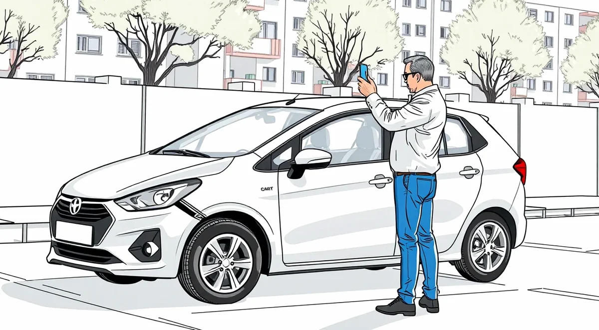 Detailný záber na kontrolu a fotenie vyrazeného identifikačného čísla VIN na karosérii automobilu