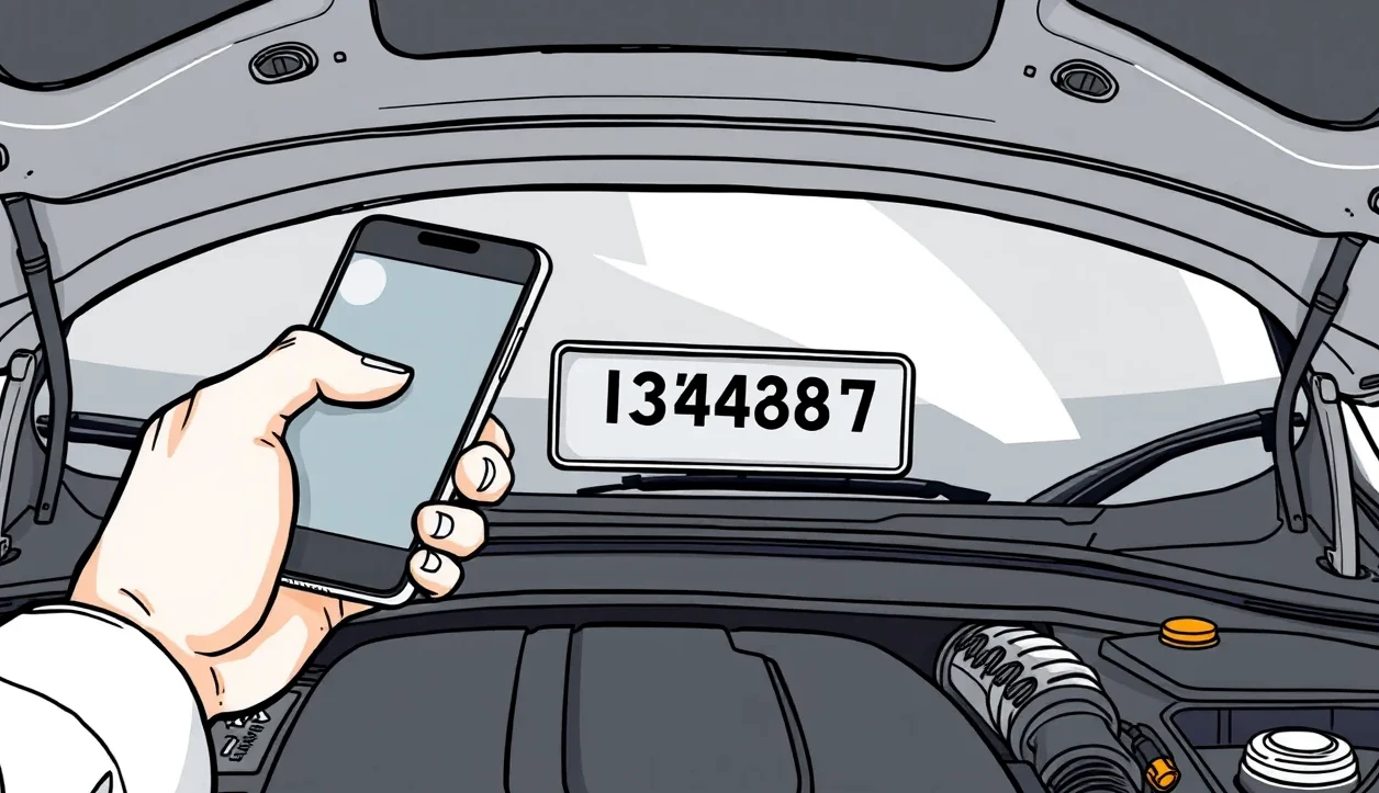 Vodič mobilným telefónom dokumentuje opravený lak na blatníku vozidla na dennom svetle