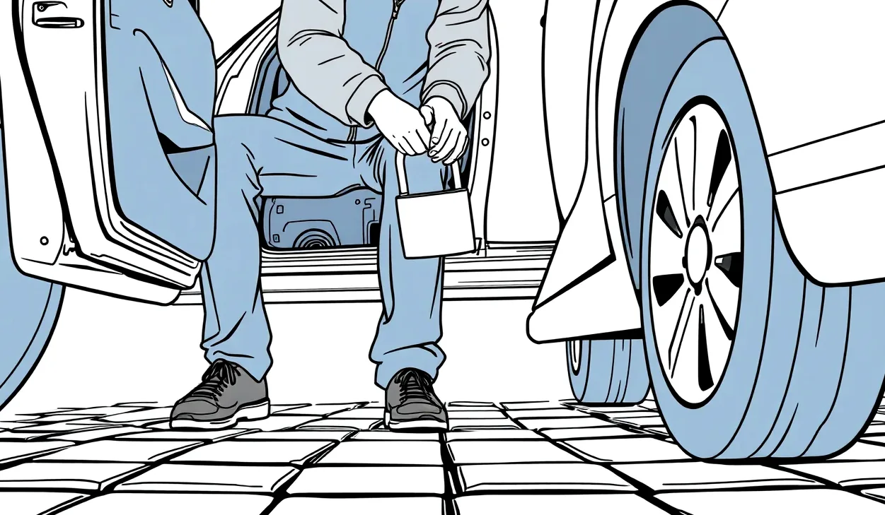 Mechanik montuje certifikovaný mechanický zámok radiacej páky do stredového tunela vozidla