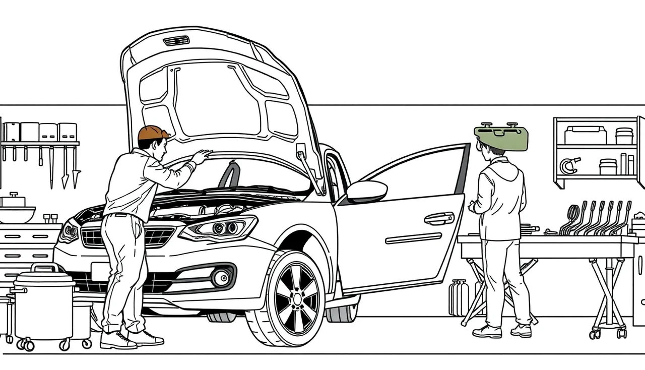 Pohľad na palubnú dosku a čelné sklo automobilu s prasklinou po náraze kamienka