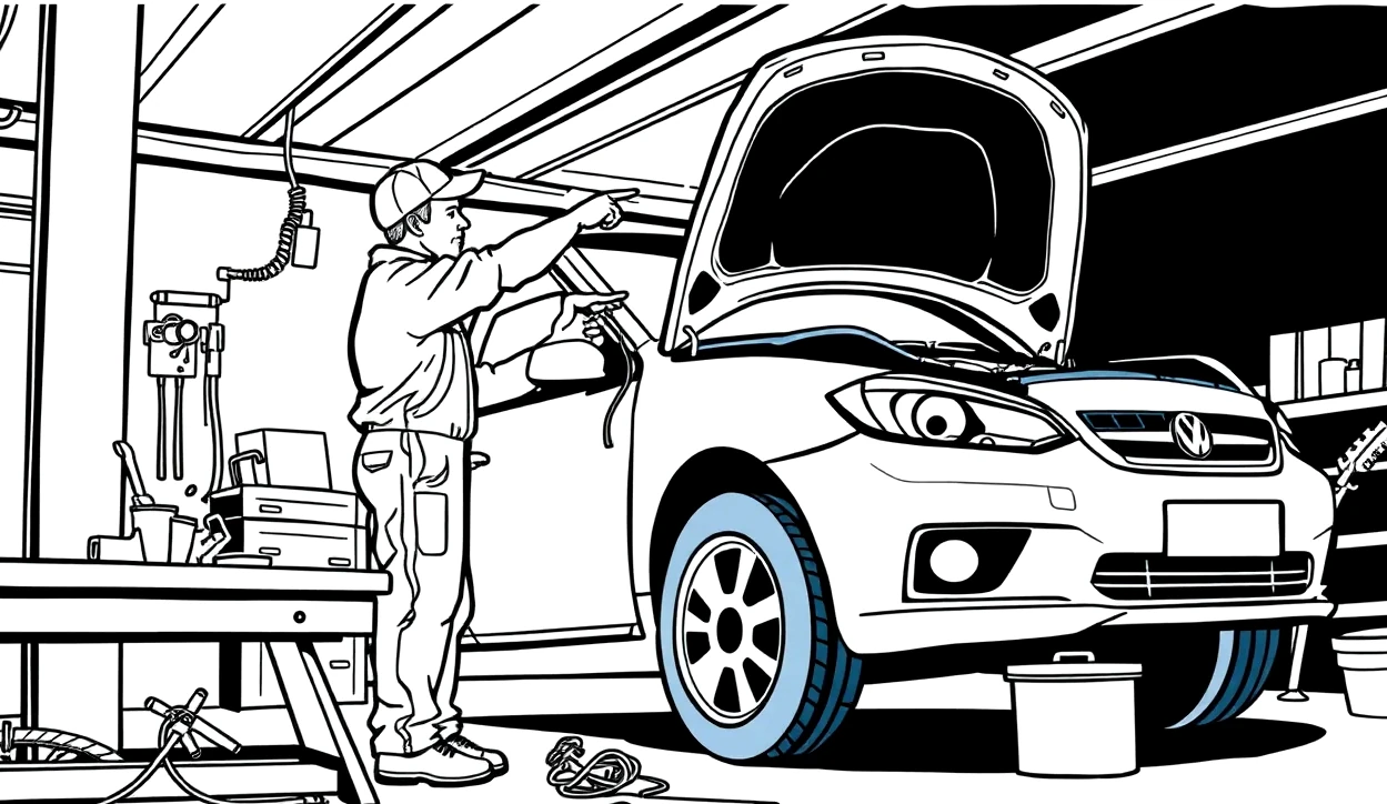 Detailný pohľad na poškriabaný lak na dverách zaparkovaného auta na sídlisku