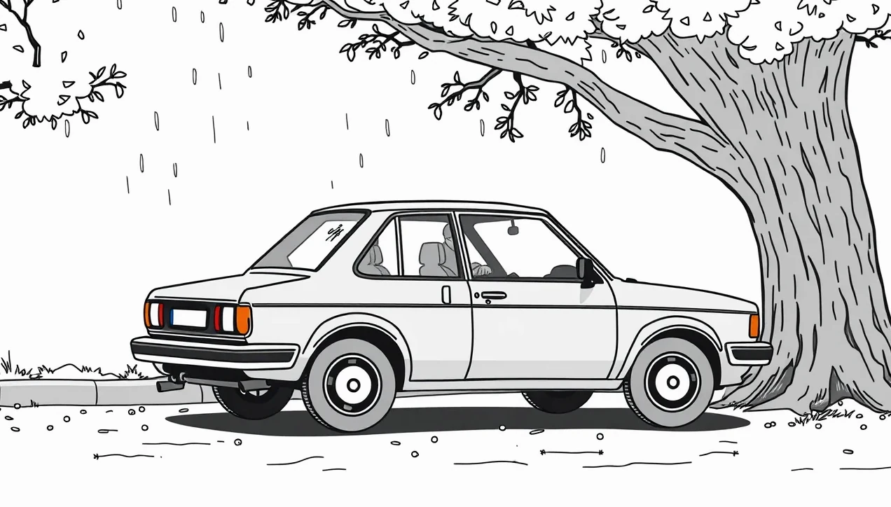 Staršie osobné auto zaparkované pred pobočkou lízingovej spoločnosti