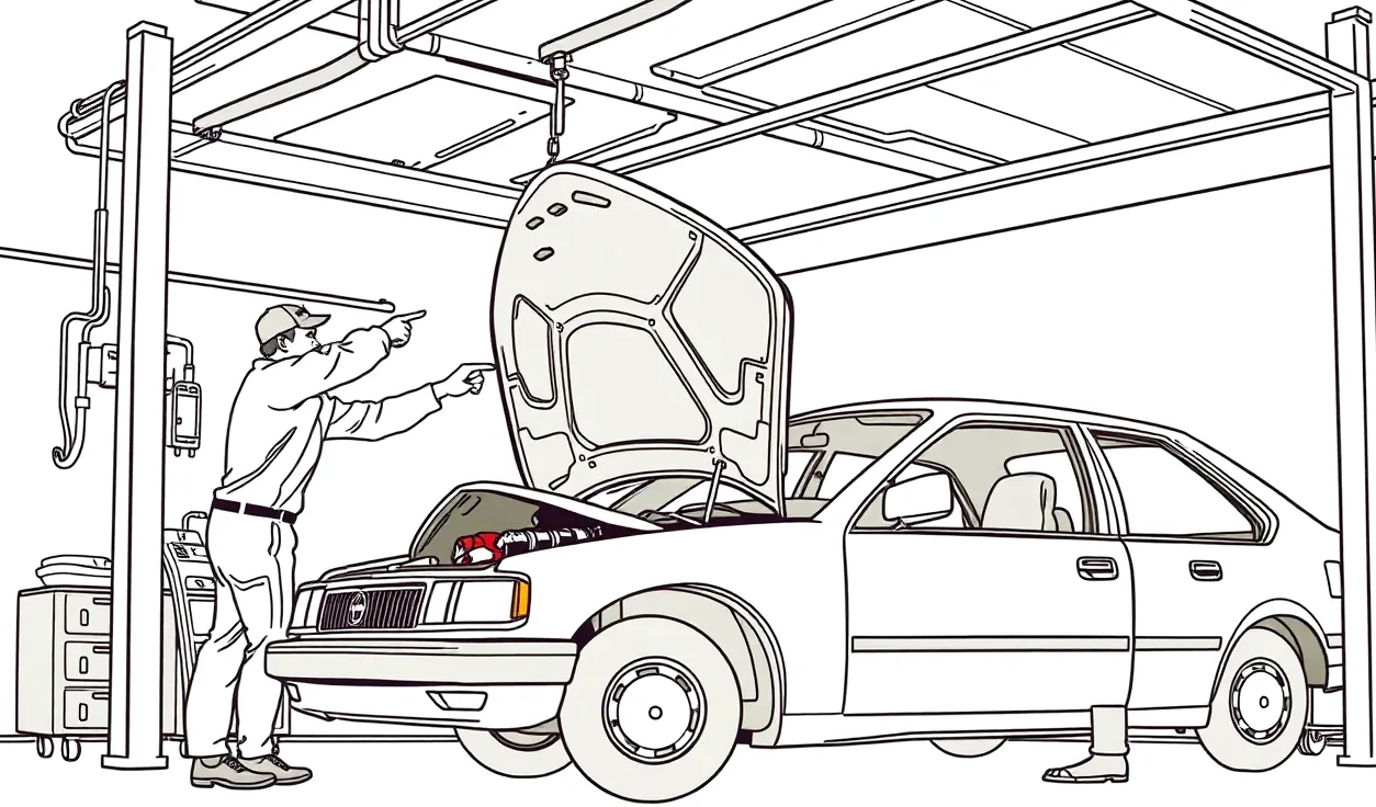 Mechanik v autoservise vymieňa blatník a vysvetľuje cenu nových originálnych dielov