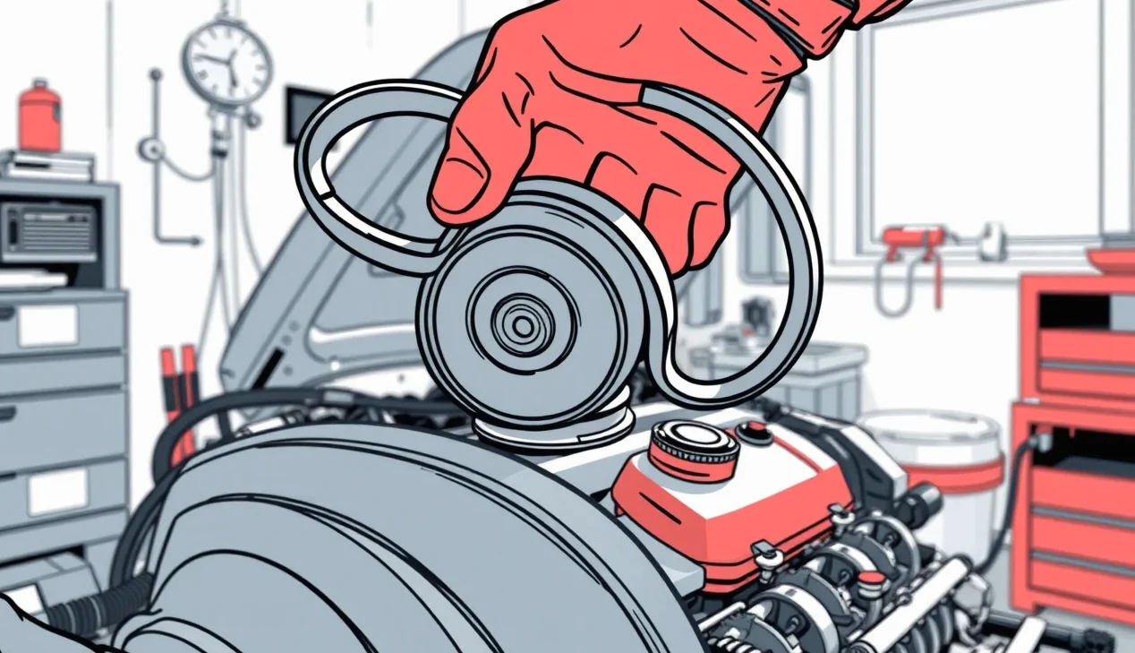 Mechanik v autoservise kontroluje motor s poškodeným rozvodovým remeňom