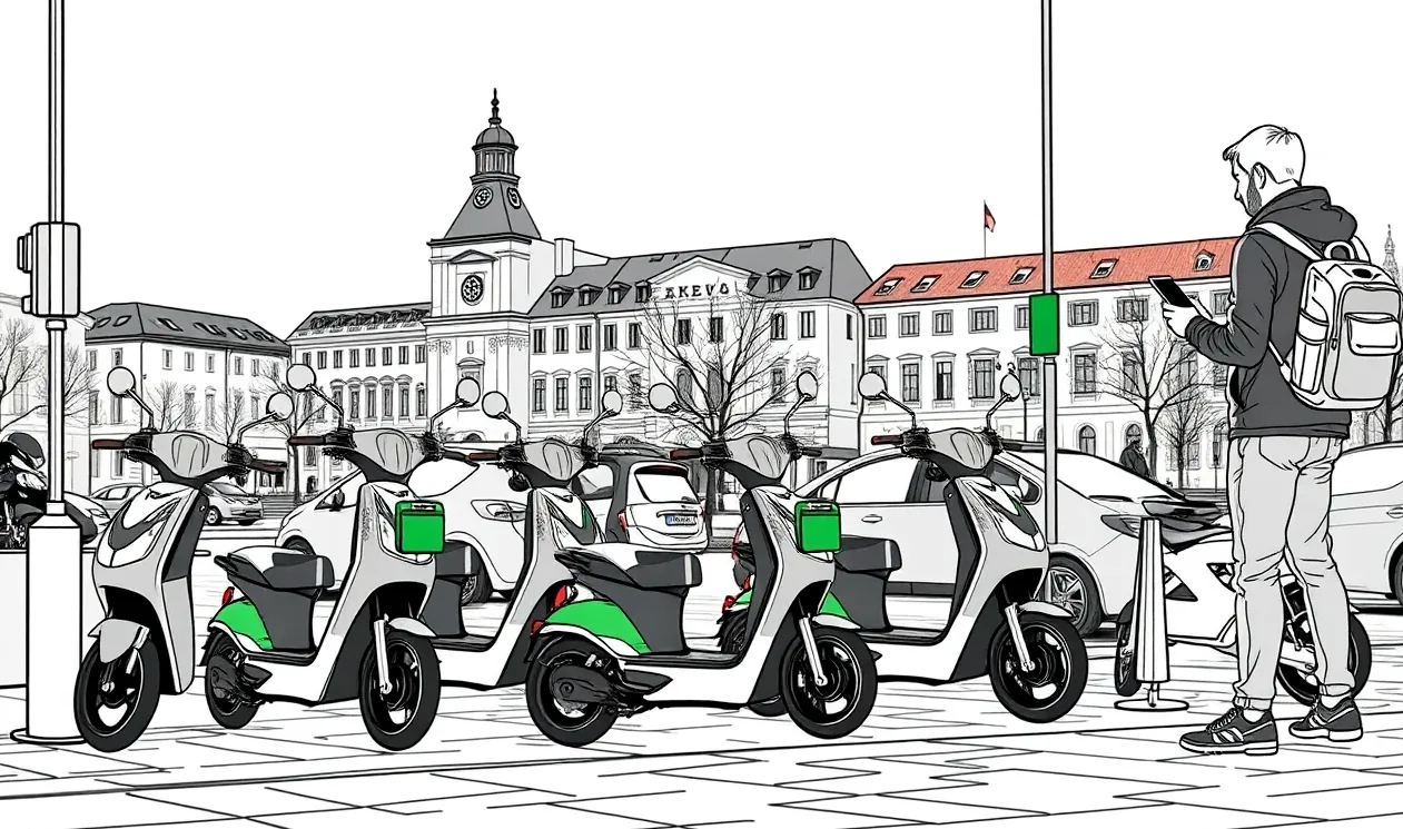 Medzinárodná zelená karta položená na riadidlách elektrickej kolobežky