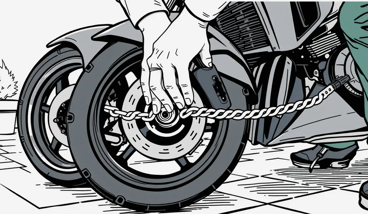 Policajná hliadka vyšetruje miesto činu po nahlásení odcudzenia motocykla na ulici