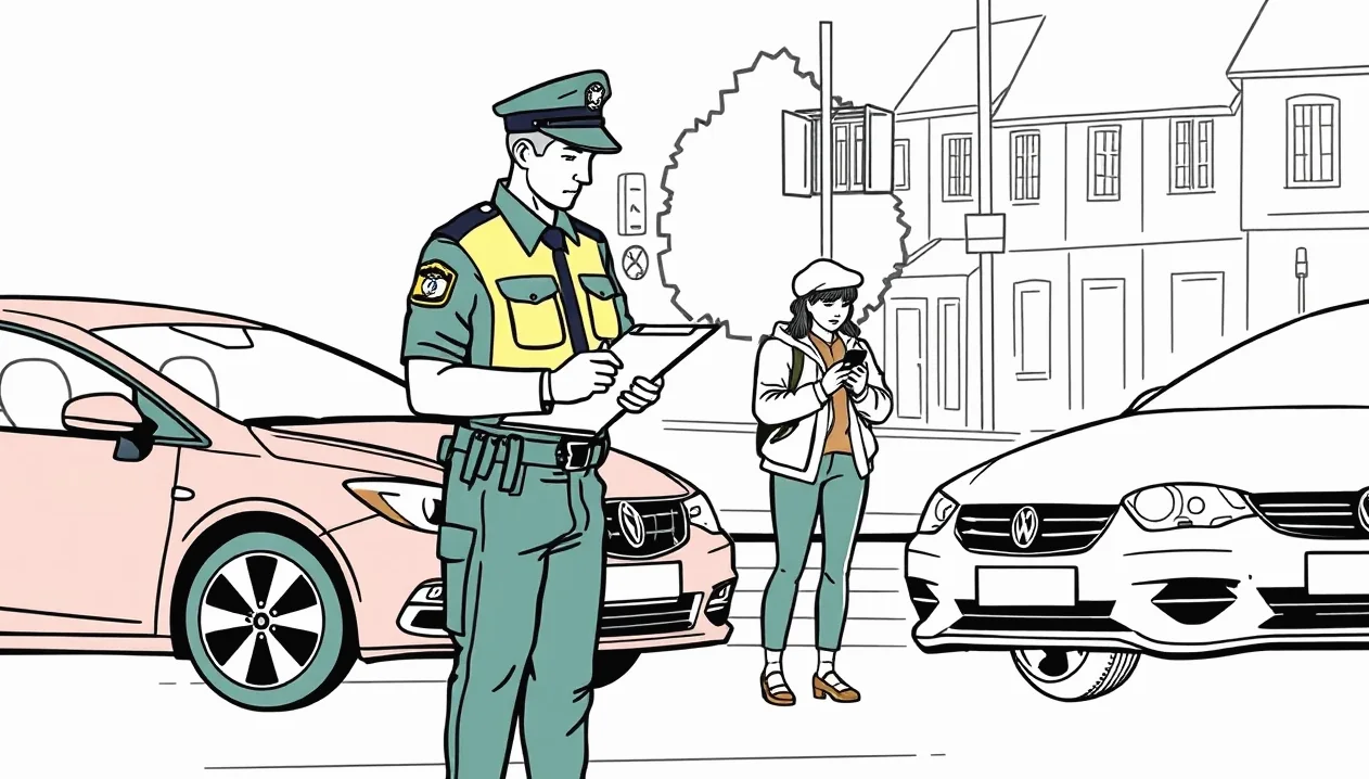 Účastníci dopravnej kolízie vypĺňajú európsky záznam o nehode na kapote auta pri krajnici