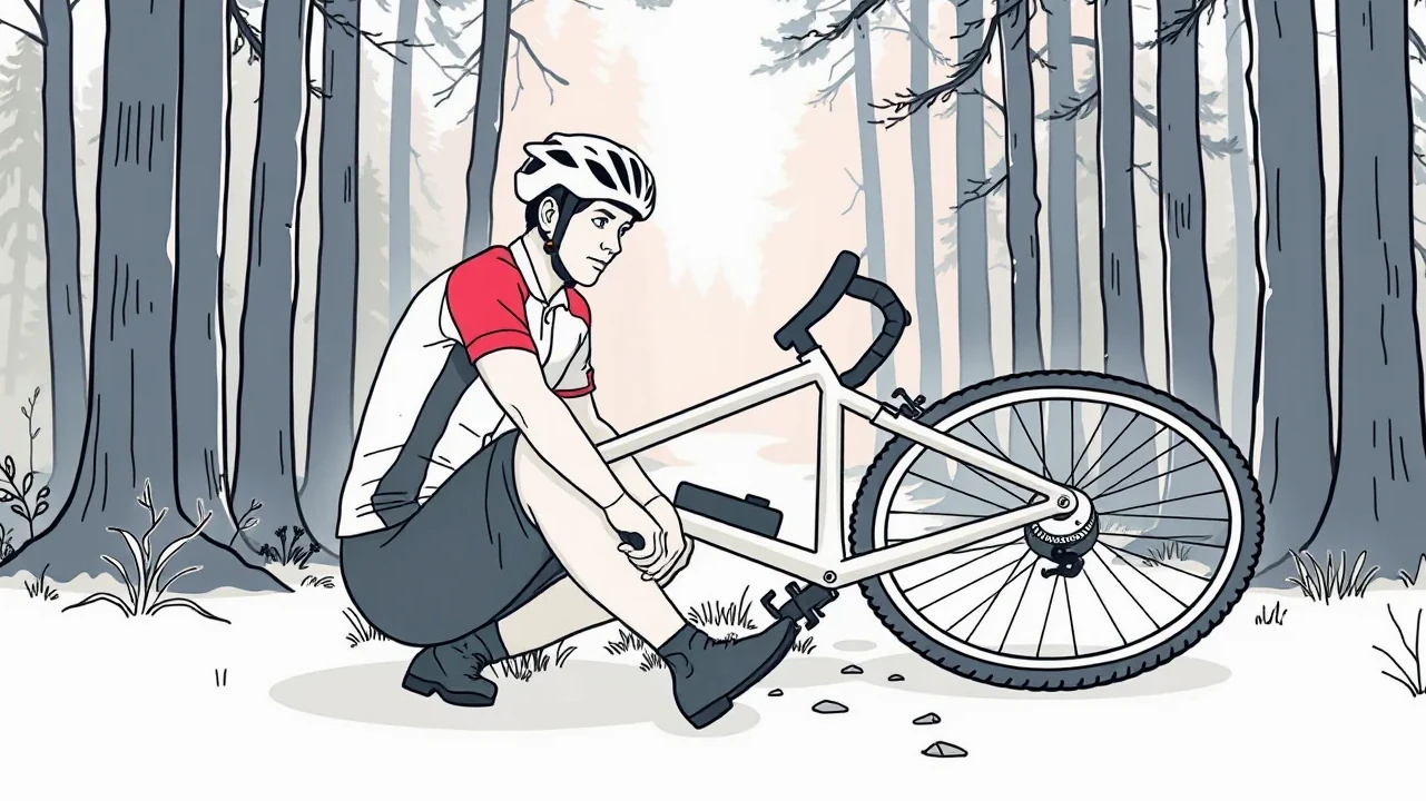 Rýchly horský elektrobicykel odstavený na lesnej zvážnici pri strome