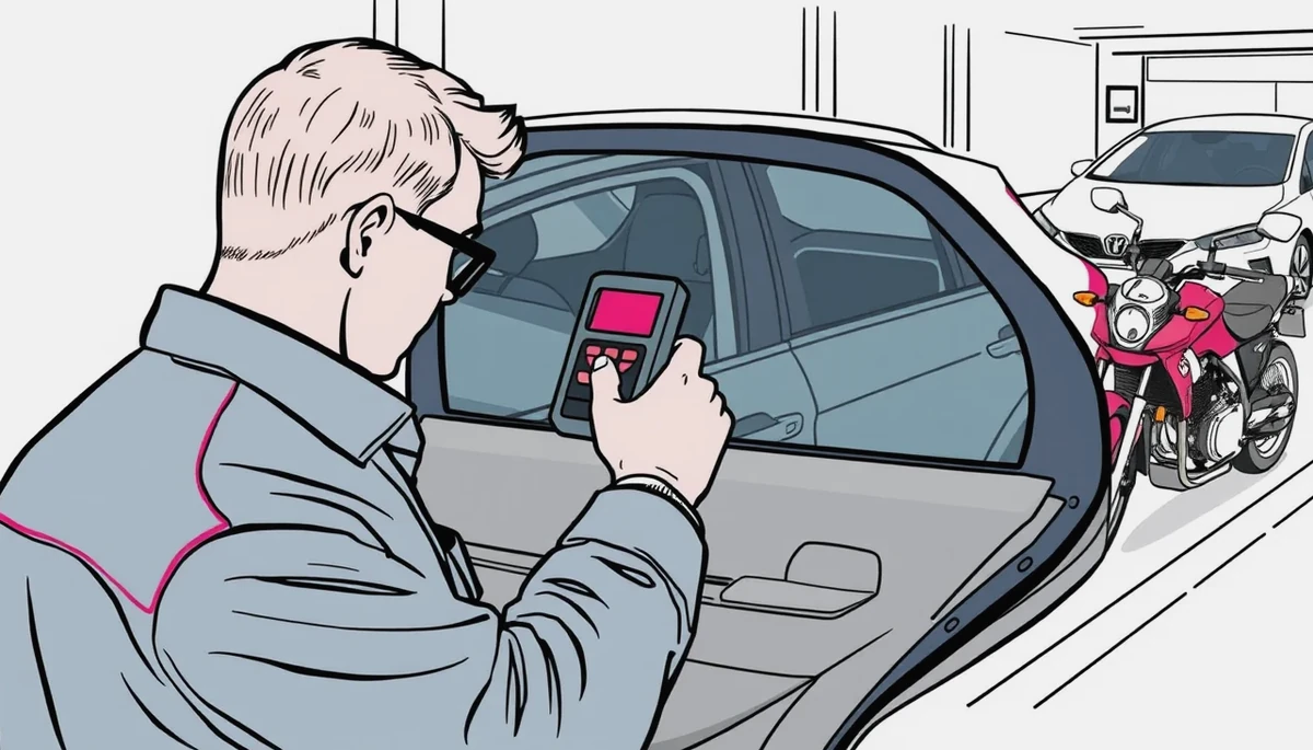 Pracovník poisťovne kontroluje záznamy o oprave karosérie v servisnej dokumentácii