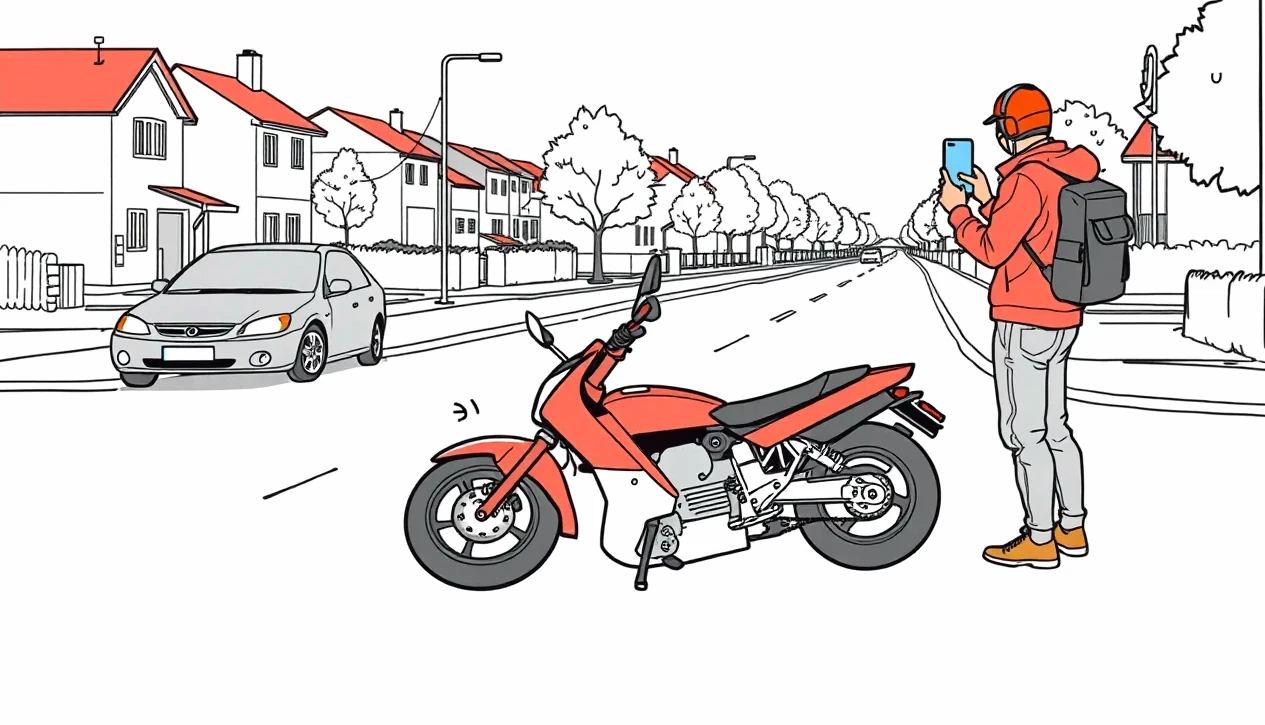 Policajná kontrola dokladov a zelenej karty na motocykli v mestskej premávke