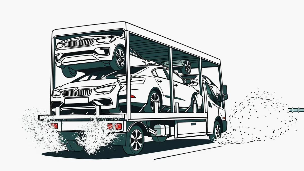 Žlté odťahové vozidlo odváža nesprávne zaparkované auto z mestskej ulice