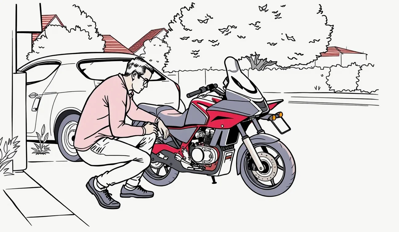 Upevnenie kúpenej motorky popruhmi na prívesnom vozíku za osobným autom