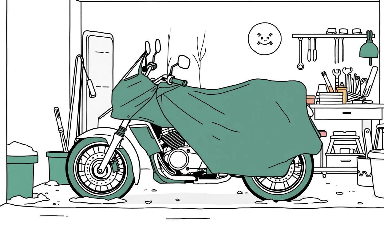 Moderný cestovný motocykel zaparkovaný pred domom pripravený na novú sezónu