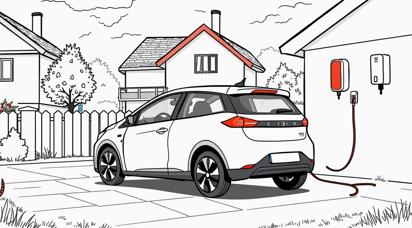 Nabíjací konektor pripojený k elektromobilu na verejnej nabíjacej stanici