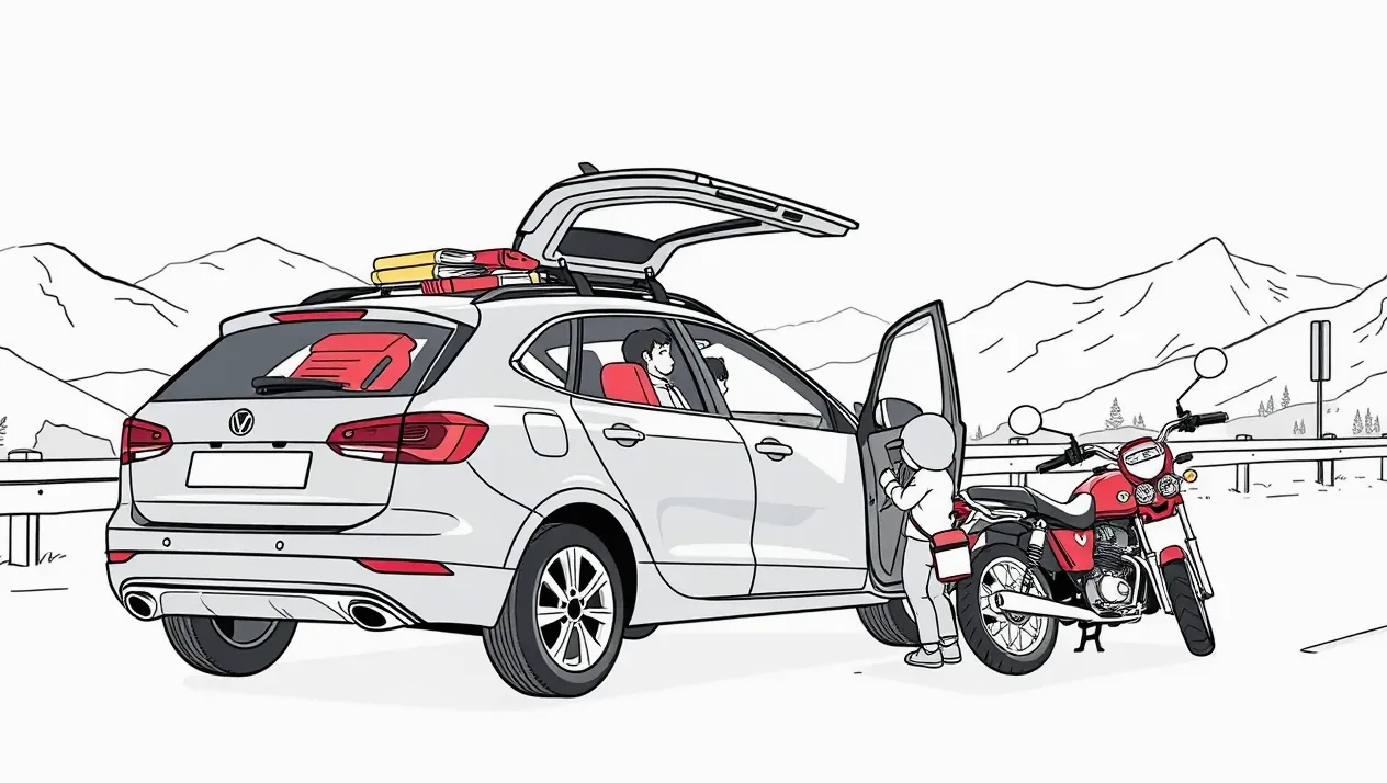 Červený mestský Fiat zaparkovaný na ulici s platnou poistnou nálepkou