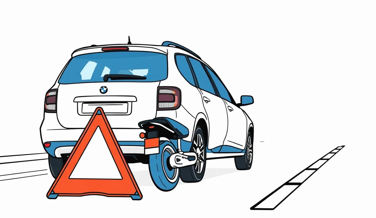 Vodič vypĺňa európsku správu o nehode pri poškodenom automobile na ceste
