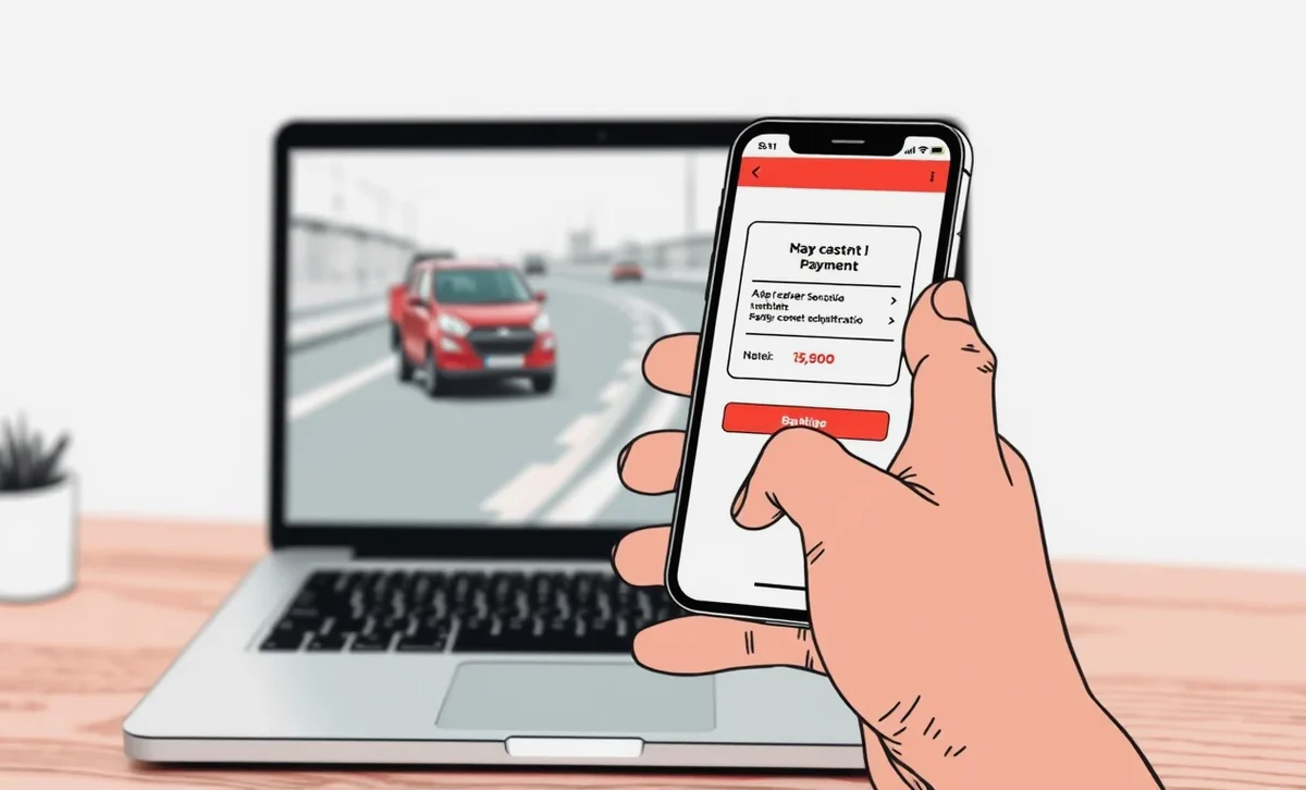 Detail digitálnej zelenej karty zobrazenej na obrazovke smartfónu pred volantom