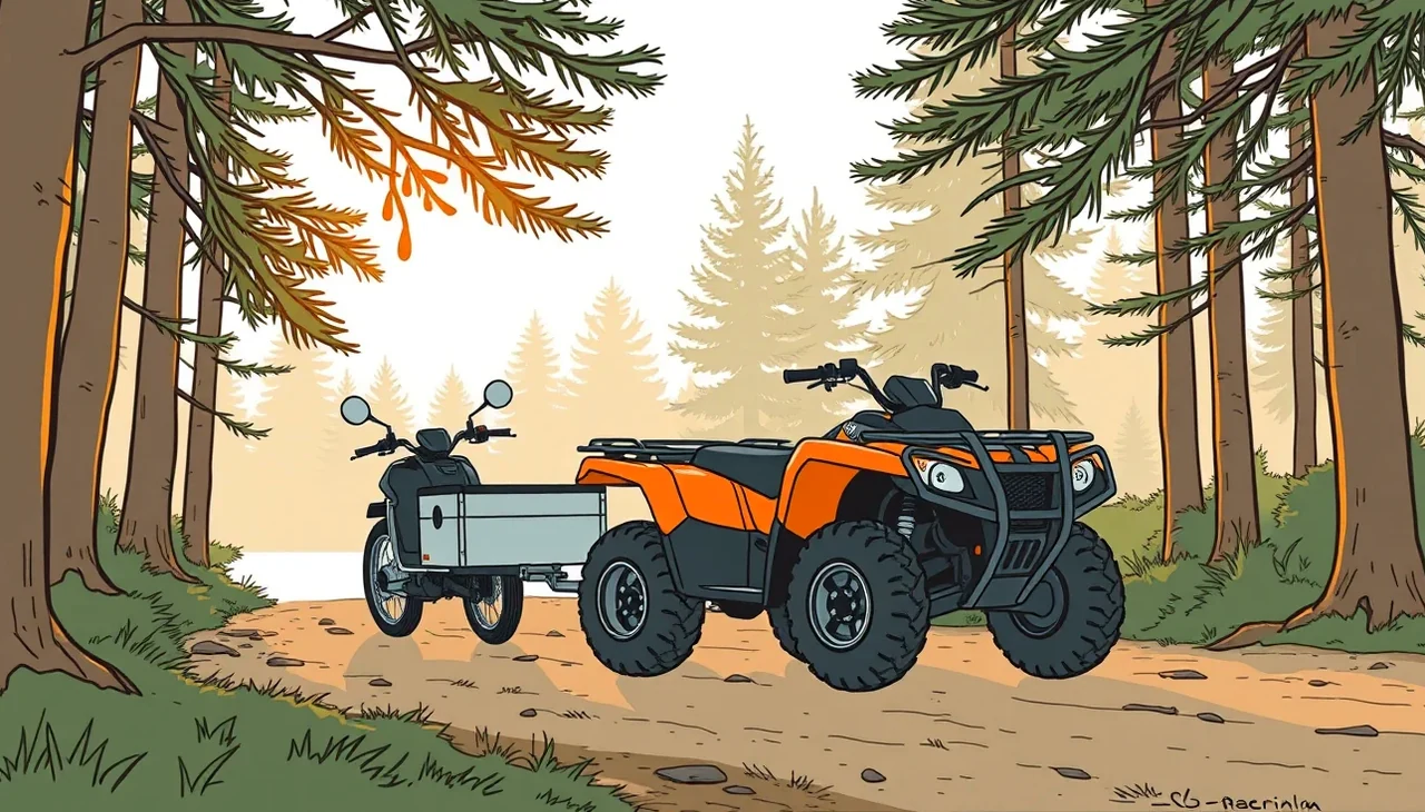 Porovnanie športovej štvorkolky ATV a pracovného úžitkového stroja UTV vedľa seba