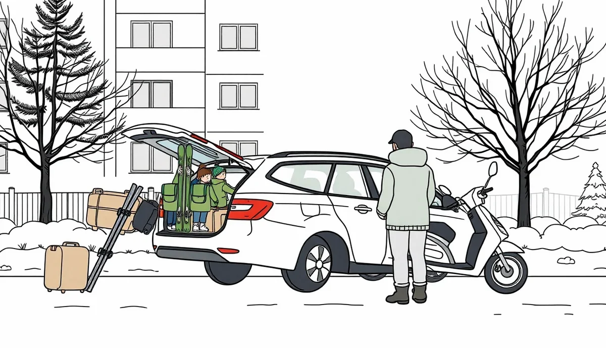 Kovové snehové reťaze správne nasadené na kolese vozidla v horskom zasneženom priesmyku