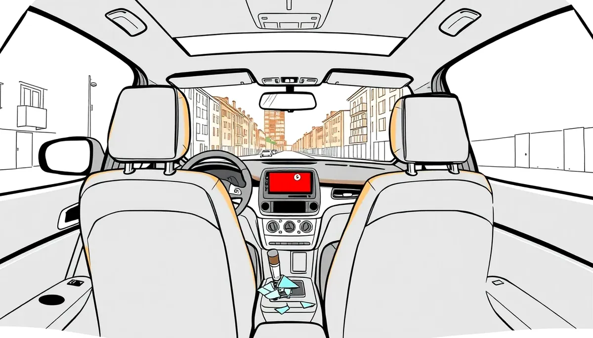Poškodené kožené čalúnenie na sedadle firemného automobilu