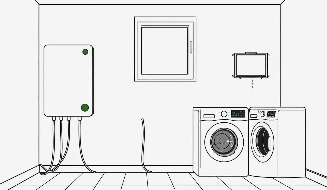 Servisný technik kontroluje striedač napätia a kabeláž fotovoltického systému