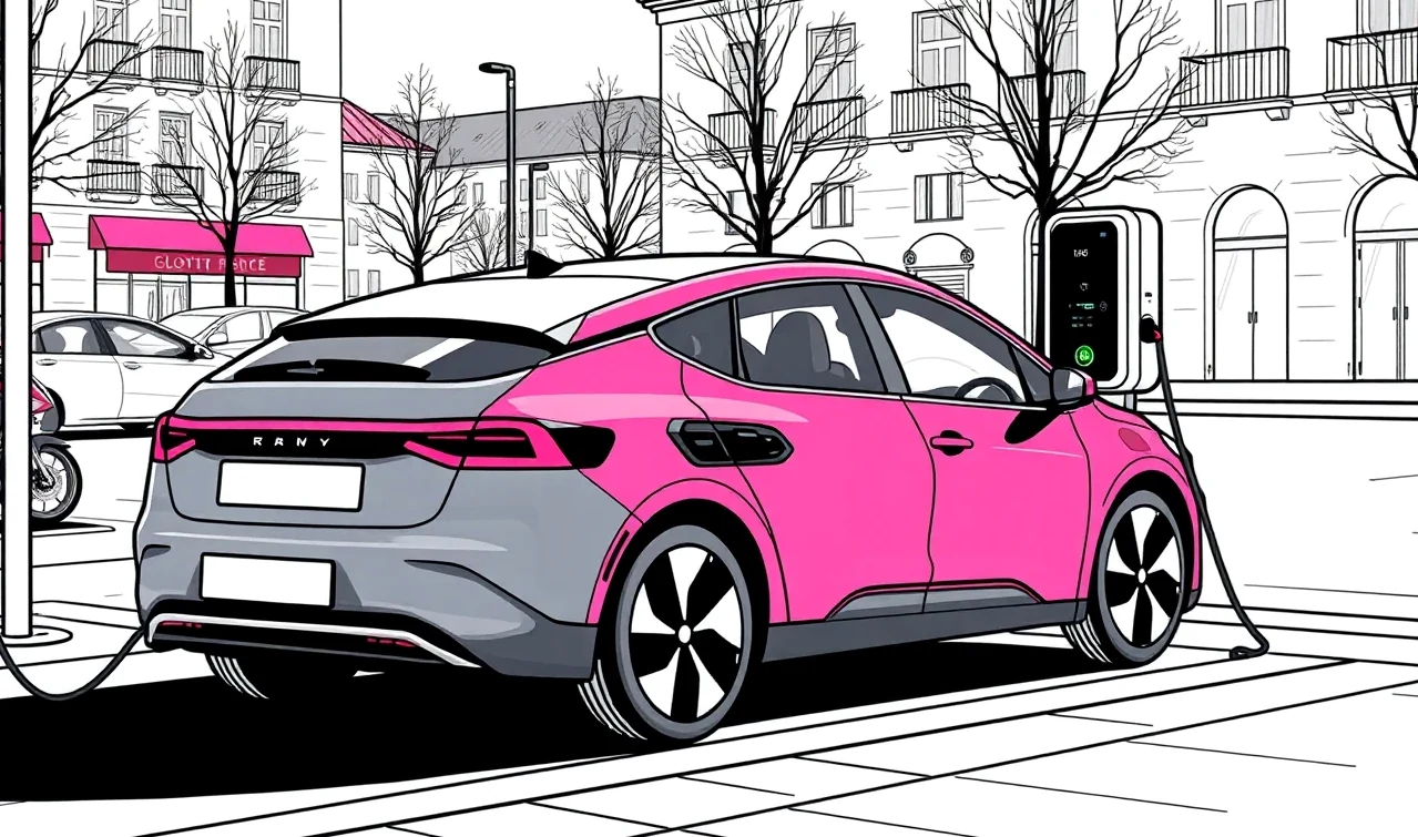 Pohľad na palubnú dosku a dotykový displej elektromobilu Tesla počas jazdy