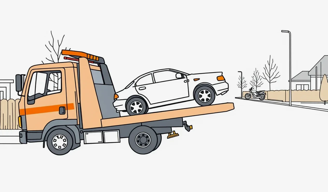 Havarované firemné auto pripravené na naloženie na odťahové vozidlo