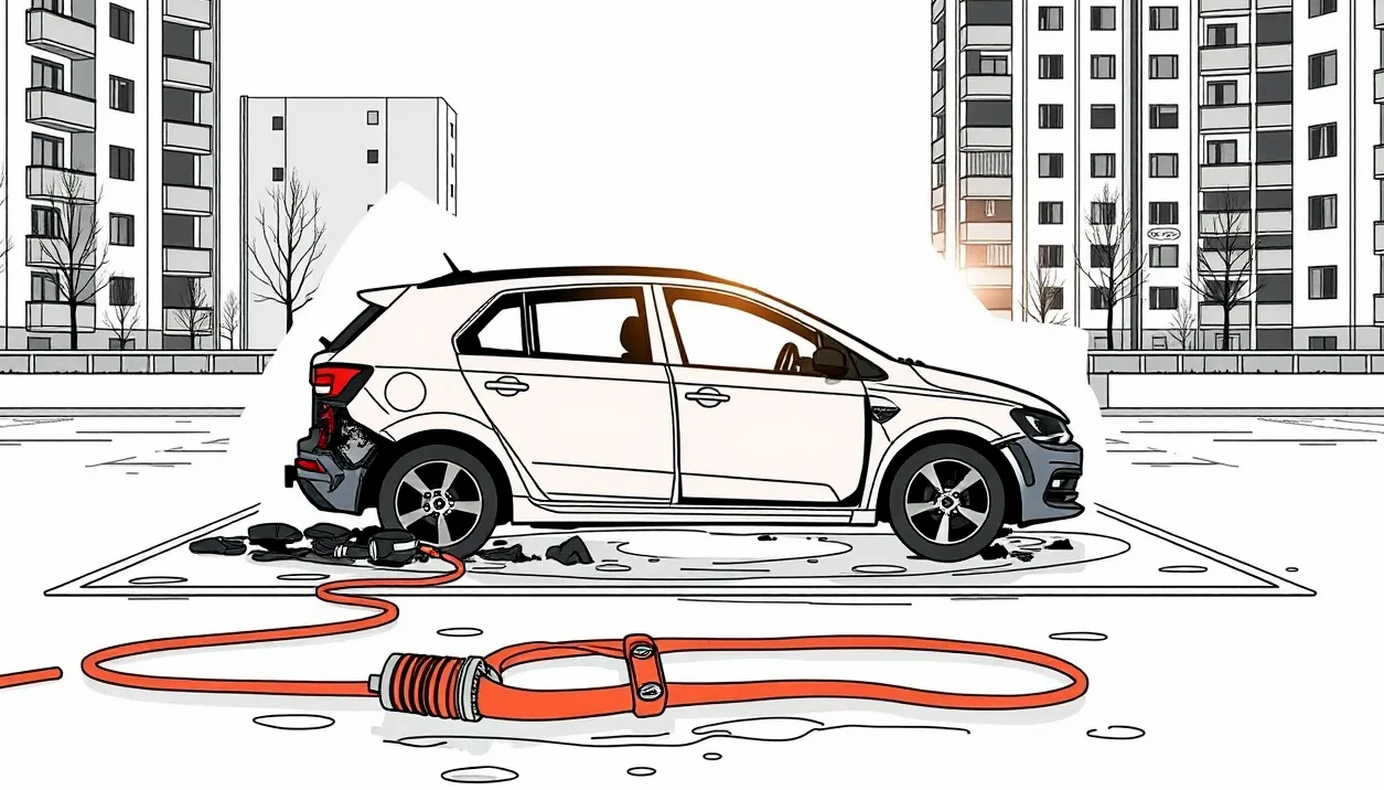 Zisťovateľ príčin požiarov skúma ohorené torzo motorového priestoru vozidla