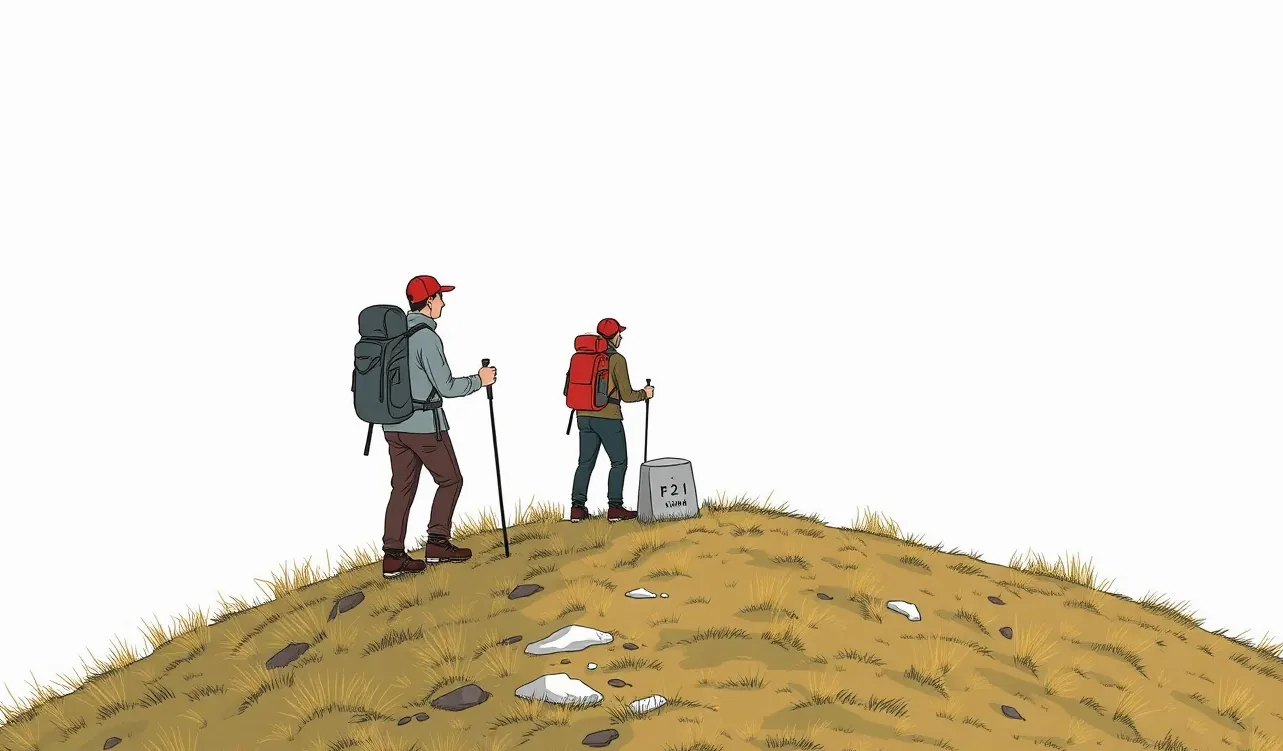 Turistický rázcestník na slovensko-poľskom hrebeni Vysokých Tatier v hmle